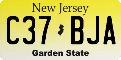NJ license plate C37BJA
