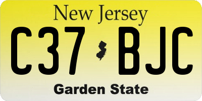 NJ license plate C37BJC