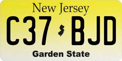 NJ license plate C37BJD