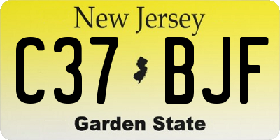 NJ license plate C37BJF