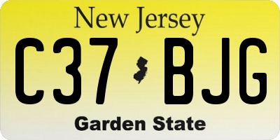 NJ license plate C37BJG