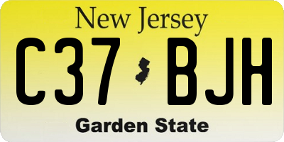 NJ license plate C37BJH