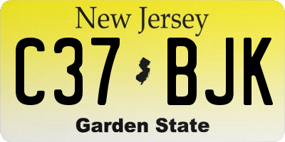 NJ license plate C37BJK