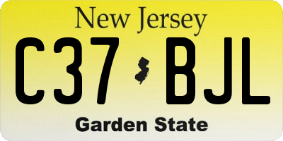 NJ license plate C37BJL