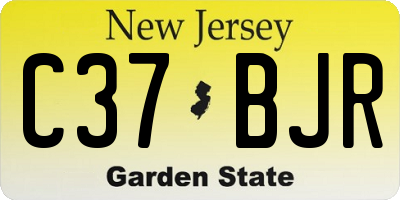 NJ license plate C37BJR