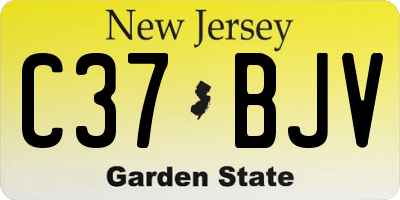 NJ license plate C37BJV