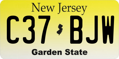NJ license plate C37BJW