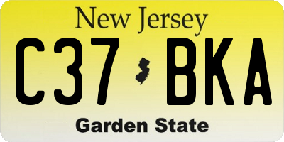 NJ license plate C37BKA