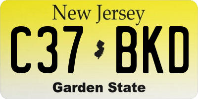NJ license plate C37BKD