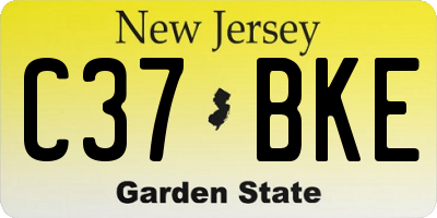 NJ license plate C37BKE