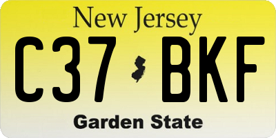 NJ license plate C37BKF