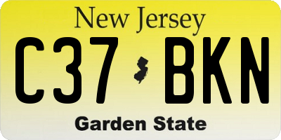 NJ license plate C37BKN