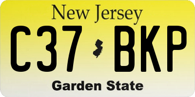 NJ license plate C37BKP