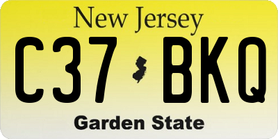 NJ license plate C37BKQ