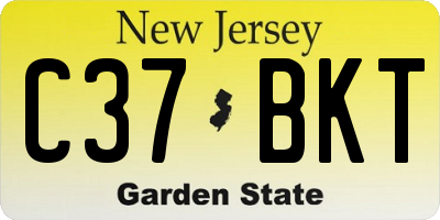 NJ license plate C37BKT