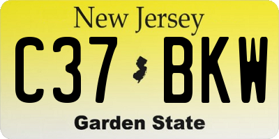 NJ license plate C37BKW