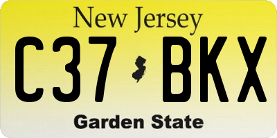 NJ license plate C37BKX