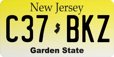NJ license plate C37BKZ