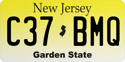 NJ license plate C37BMQ