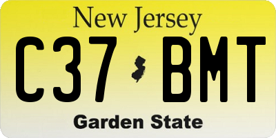 NJ license plate C37BMT