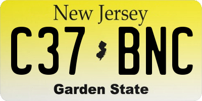 NJ license plate C37BNC