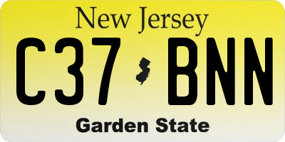 NJ license plate C37BNN