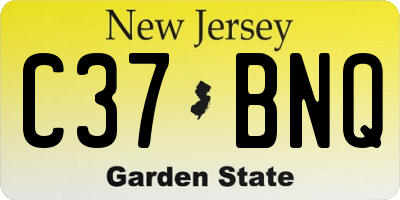 NJ license plate C37BNQ