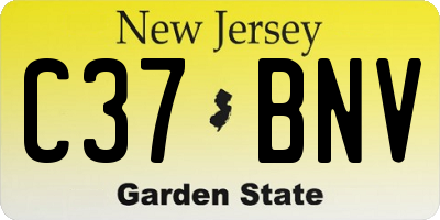 NJ license plate C37BNV