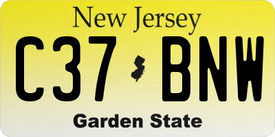 NJ license plate C37BNW