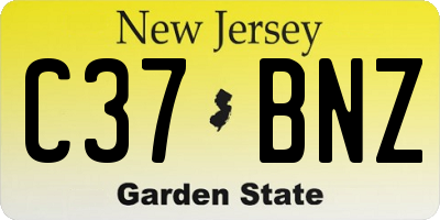 NJ license plate C37BNZ