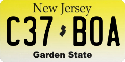 NJ license plate C37BOA