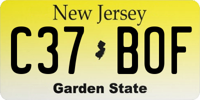 NJ license plate C37BOF