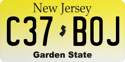 NJ license plate C37BOJ