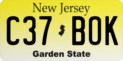 NJ license plate C37BOK