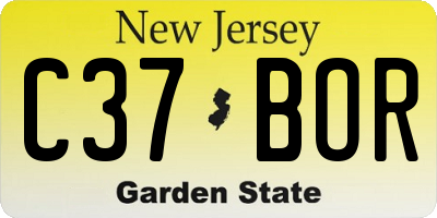 NJ license plate C37BOR
