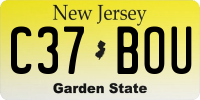 NJ license plate C37BOU