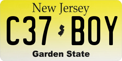 NJ license plate C37BOY