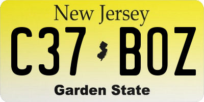 NJ license plate C37BOZ