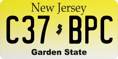 NJ license plate C37BPC