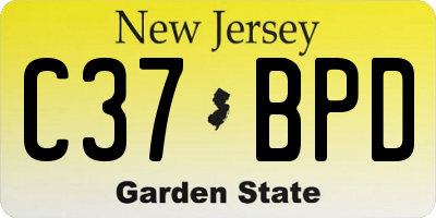 NJ license plate C37BPD