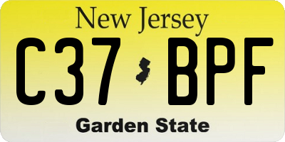 NJ license plate C37BPF