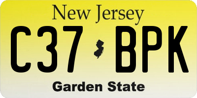 NJ license plate C37BPK