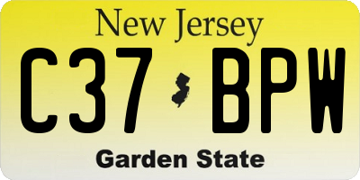 NJ license plate C37BPW