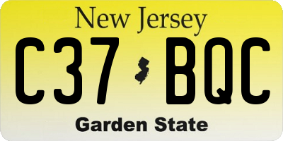 NJ license plate C37BQC