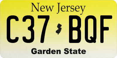 NJ license plate C37BQF