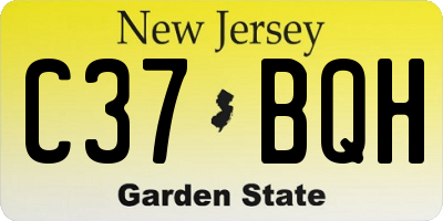 NJ license plate C37BQH