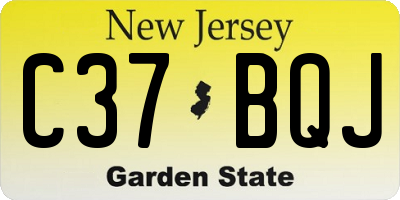 NJ license plate C37BQJ