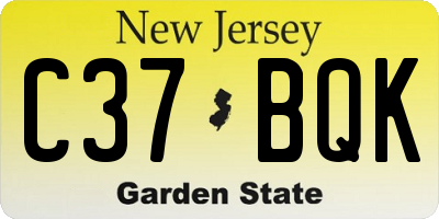 NJ license plate C37BQK