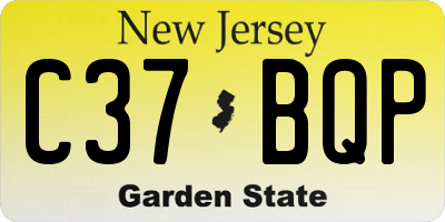 NJ license plate C37BQP