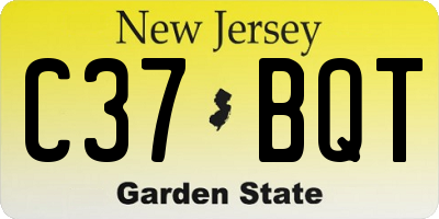 NJ license plate C37BQT